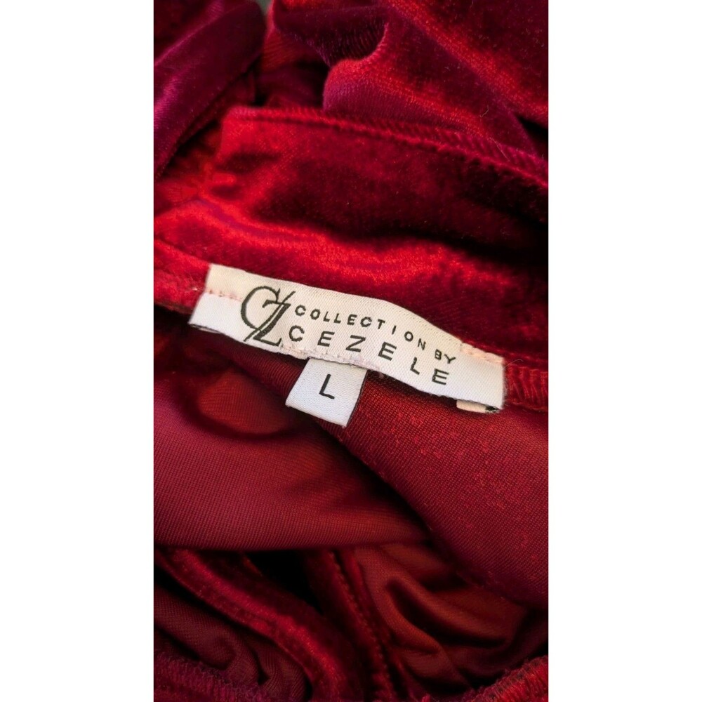 Cezele Red Velvet Top L Puff Sleeve Holiday Victorian Vamp Whimsigoth Tie Back - Picture 8 of 13